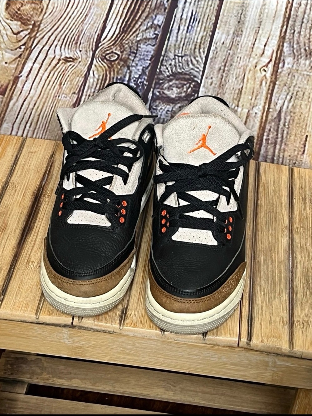 Jordan 3 Black/Brown with Orange Logo